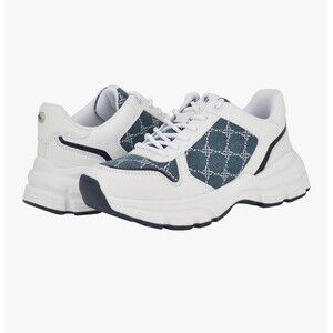 Nine West Bask3 Chunky Platform White and Denim Sneakers - size 9 NEW